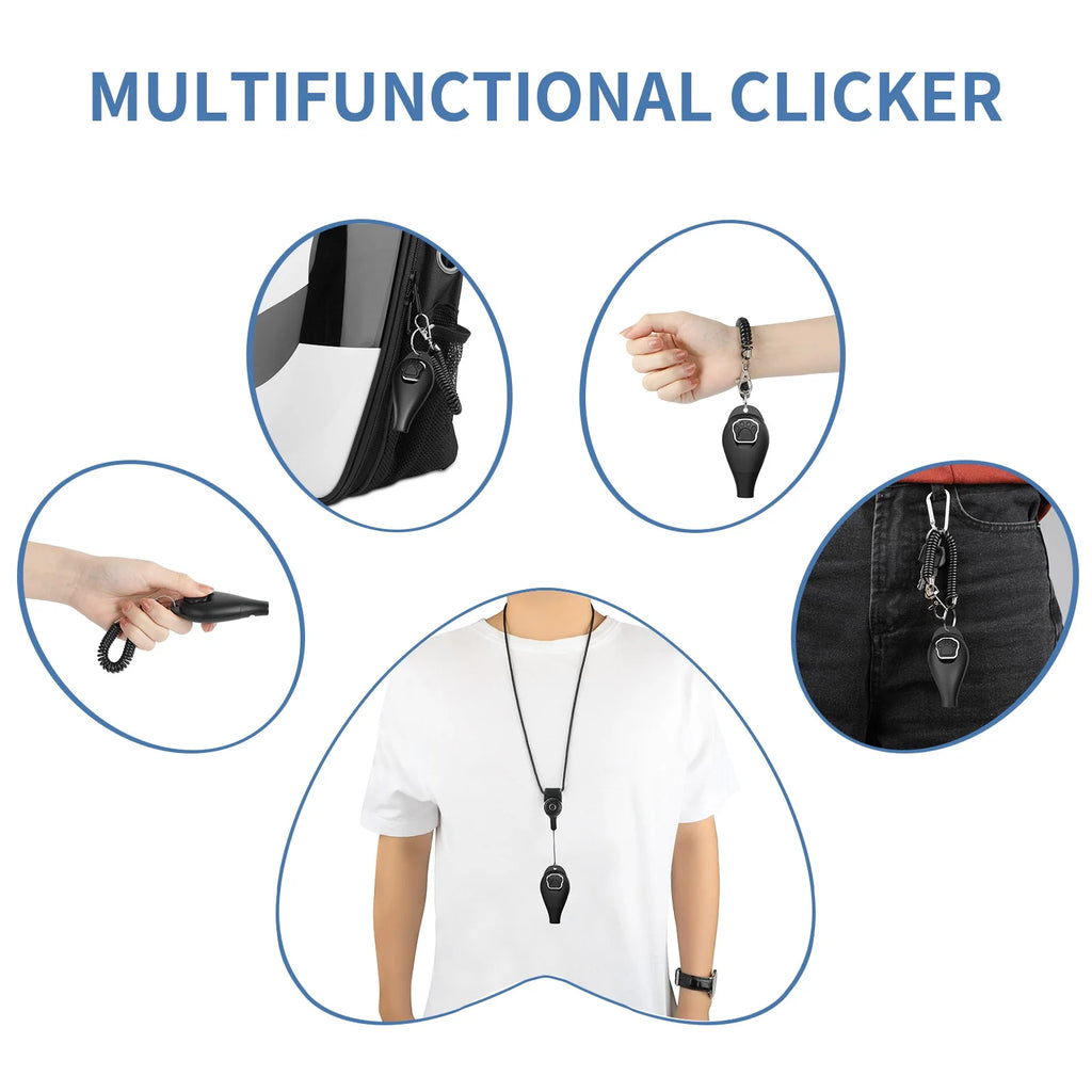 2 in 1 Dog Clicker and Whistle with Wrist Strap & Halter Rope, Perfect for Puppy Pet Behavior Training, Durable Lightweight Easy to Use, 2 Pack