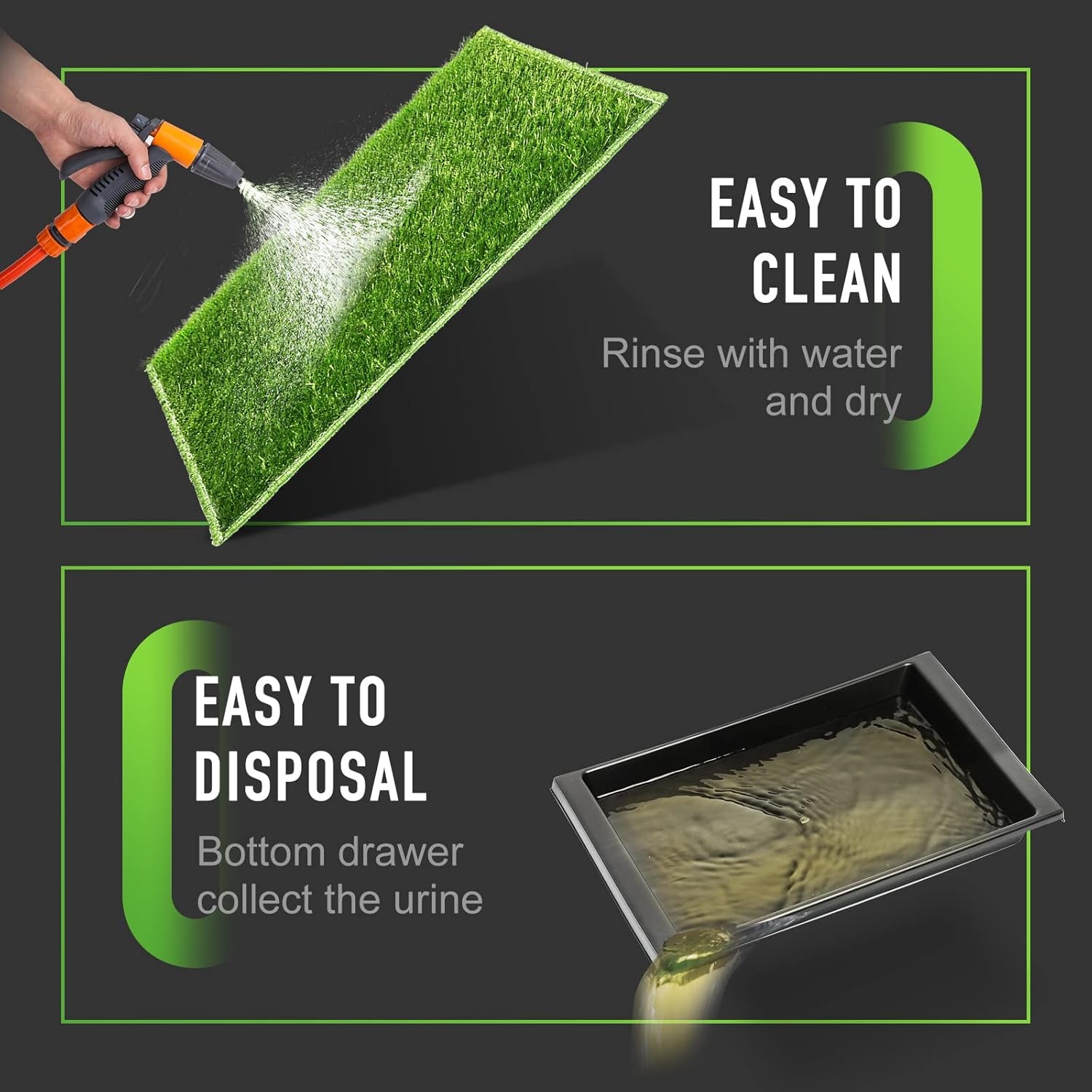 Dog Potty with Tray Large 30''X20'', 2 Artificial Grass Patch for Indoor and Outdoor Use, Puppy Turf Grass Pad Reusable Training Pads with Pee Baffle, Ideal for Dogs