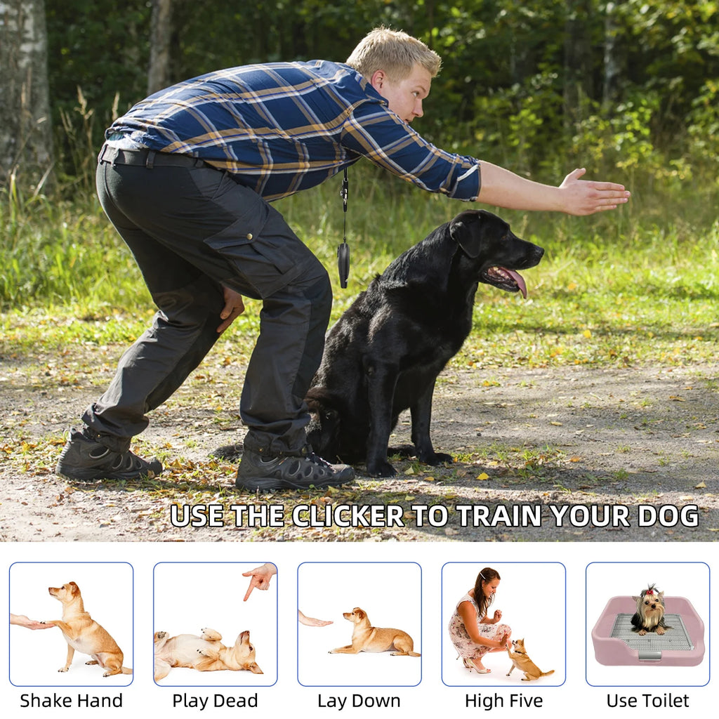 2 in 1 Dog Clicker and Whistle with Wrist Strap & Halter Rope, Perfect for Puppy Pet Behavior Training, Durable Lightweight Easy to Use, 2 Pack